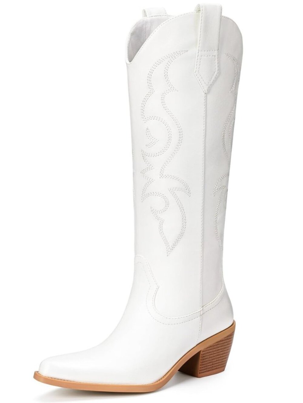 White Cowboy Boots for Women - Wide Calf Rhinestone Cowgirl Boots, Women Knee